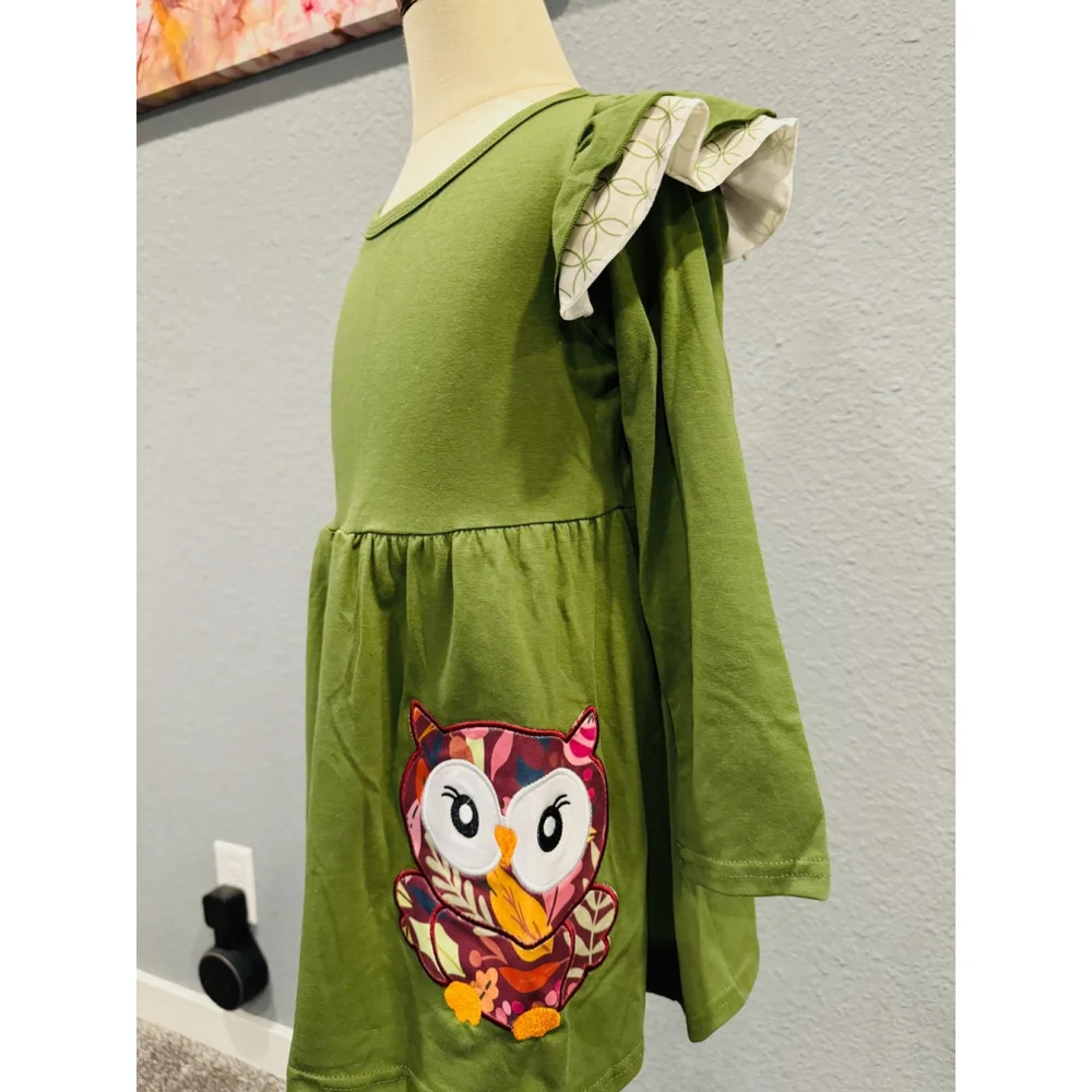 Wellington Designs Owl Joy Girls Outfit, Sz 6/7 NWT